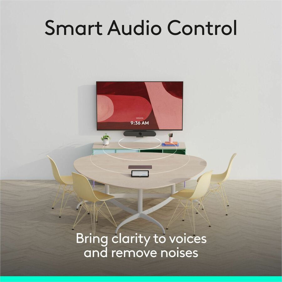 Logitech 960-001485 Rally Bar Huddle Video Conferencing Bar for Huddle Spaces and Small Rooms, All-in-one 4K Camera, AI-Powered Audio, USB Plug-and-Play, Works with Zoom, Microsoft Teams, Google Meet