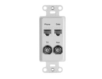 On-Q WP3422WH 4P STP PH/DATA 2RJ45/TV/AUX/2F(M6) WH