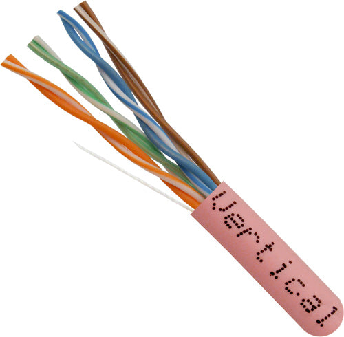 Vertical Cat5E, 24 AWG, UTP, 8C Solid Bare Copper, 350MHz, Riser Rated, PVC Jacket, 1000ft Pull Box
