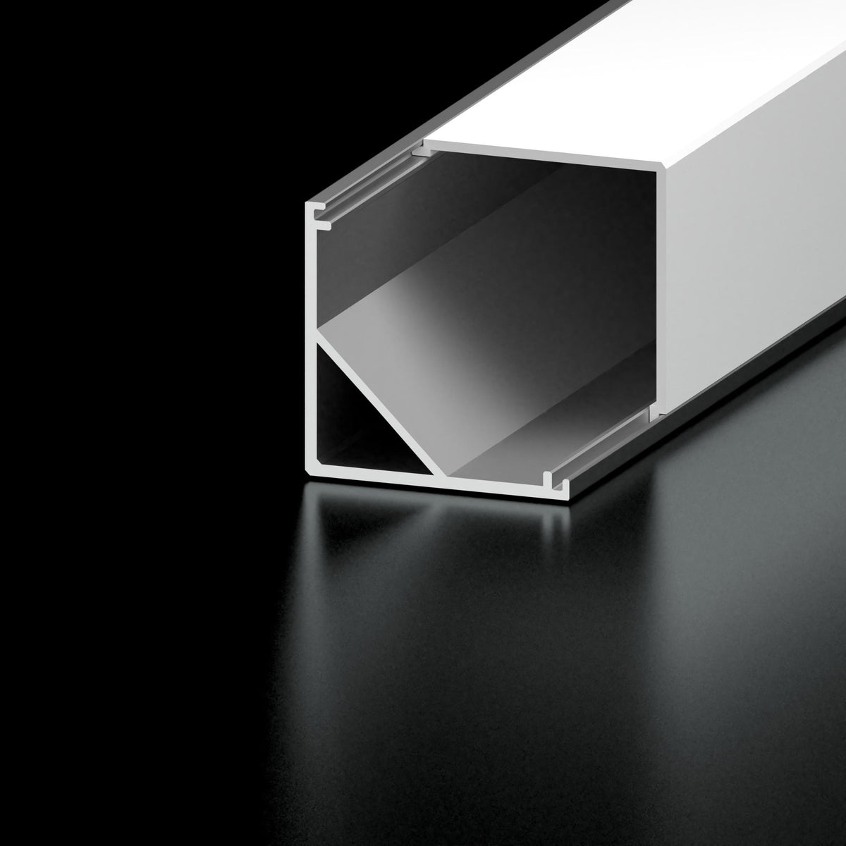 Diode Channel Bundle, 20mm SQUARE CORNER, Frosted Cover, End Cap Pairs, Mounting Hardware