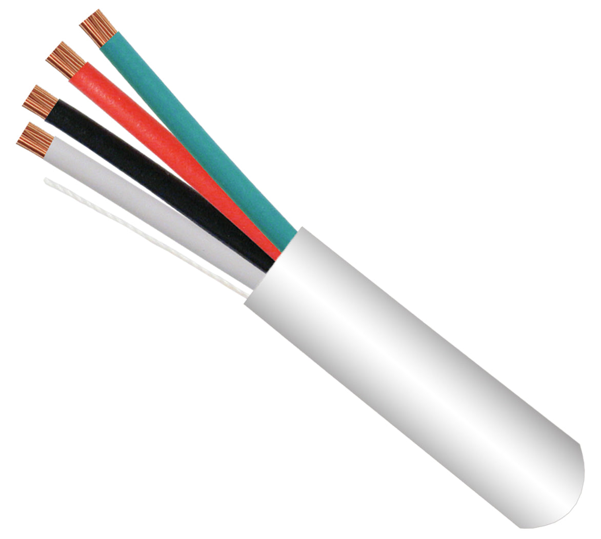 Vertical 212-224SO/5WH Alarm-Security Cable, Solid, Unshielded, 22AWG, 4 Conductor, 500 ft, Coil Pack, White