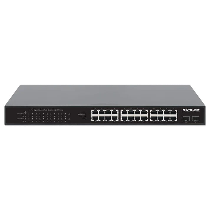 Intellinet 561891 24-Port Gigabit Ethernet PoE+ Switch with 2 SFP Ports