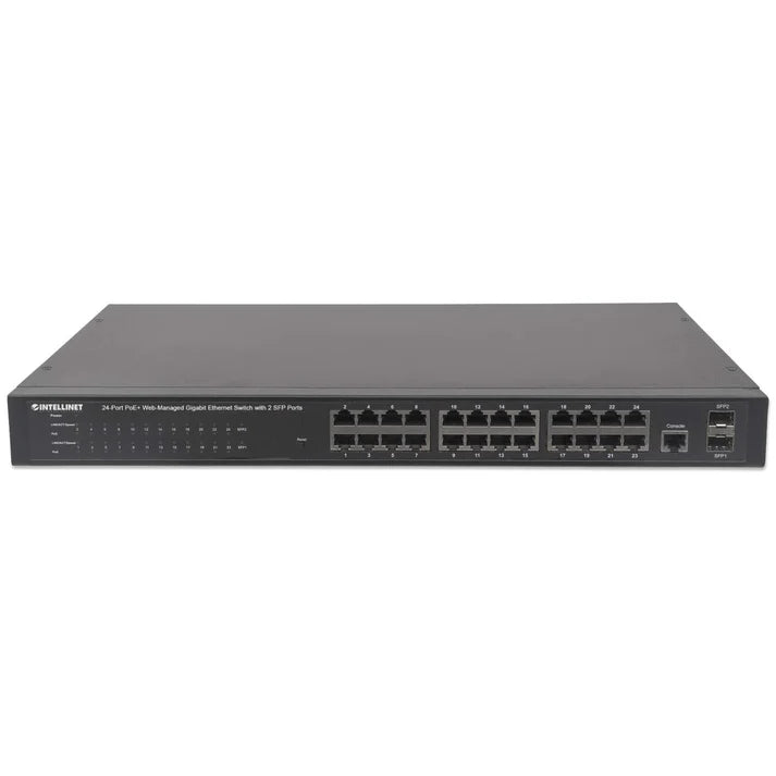 Intellinet 560559 24-Port Gigabit Ethernet PoE+ Web-Managed Switch with 2 SFP Ports