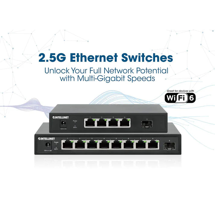 Intellinet 562058  5-Port Switch with 4 x 2.5G Ethernet Ports and 1 SFP+ Uplink