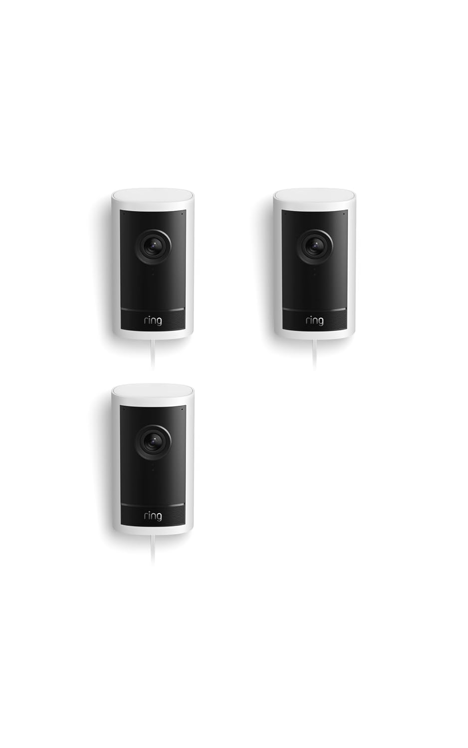 Ring Outdoor Cam Pro, Plug-In (Newest Model), White 3-Pack
