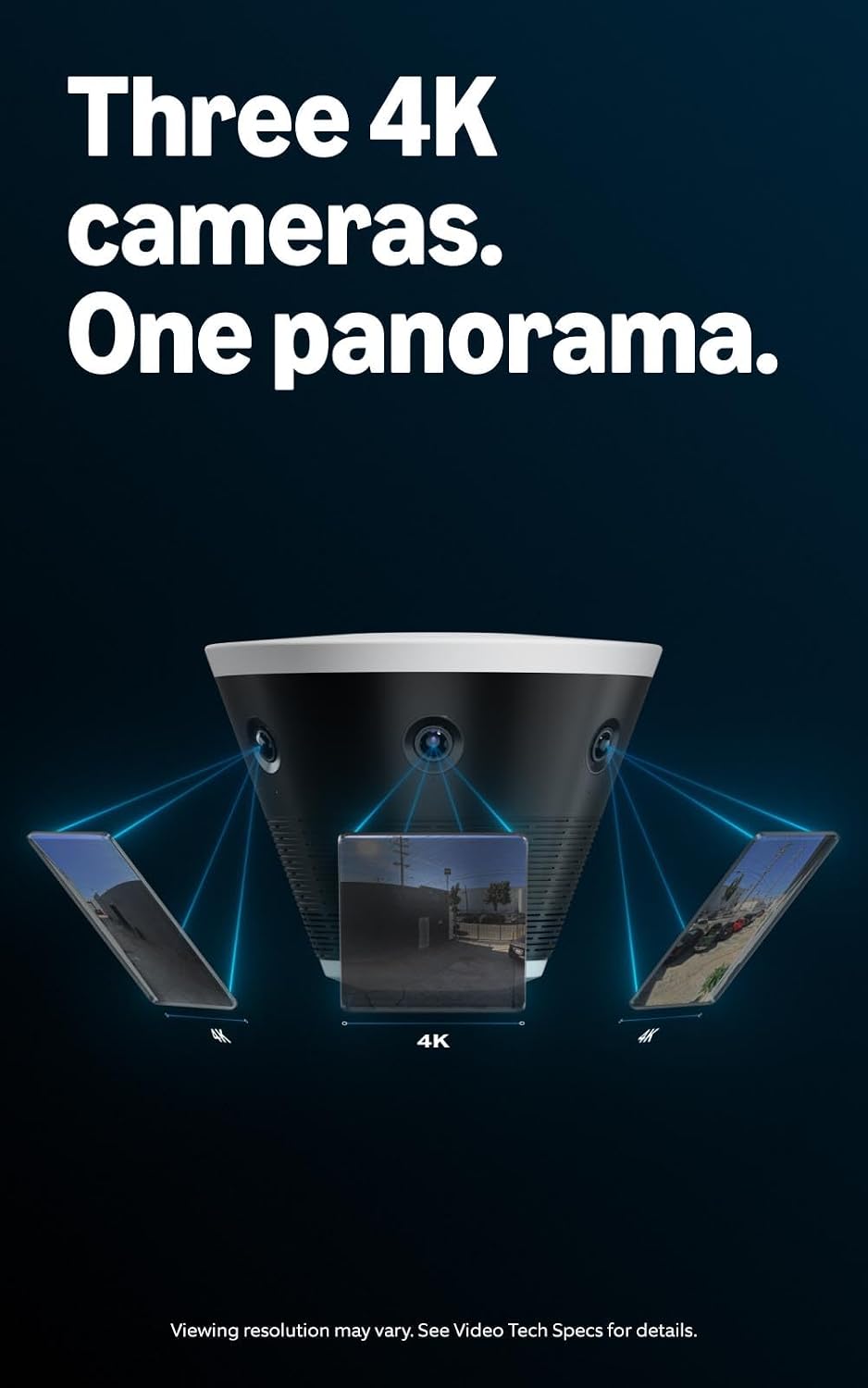 Ring Elite 180 4K, Three Retinal 4K Cameras, 180° Field of View, Built for Business, Panorama Control, Plug-In and PoE Type 4 Compatible, White