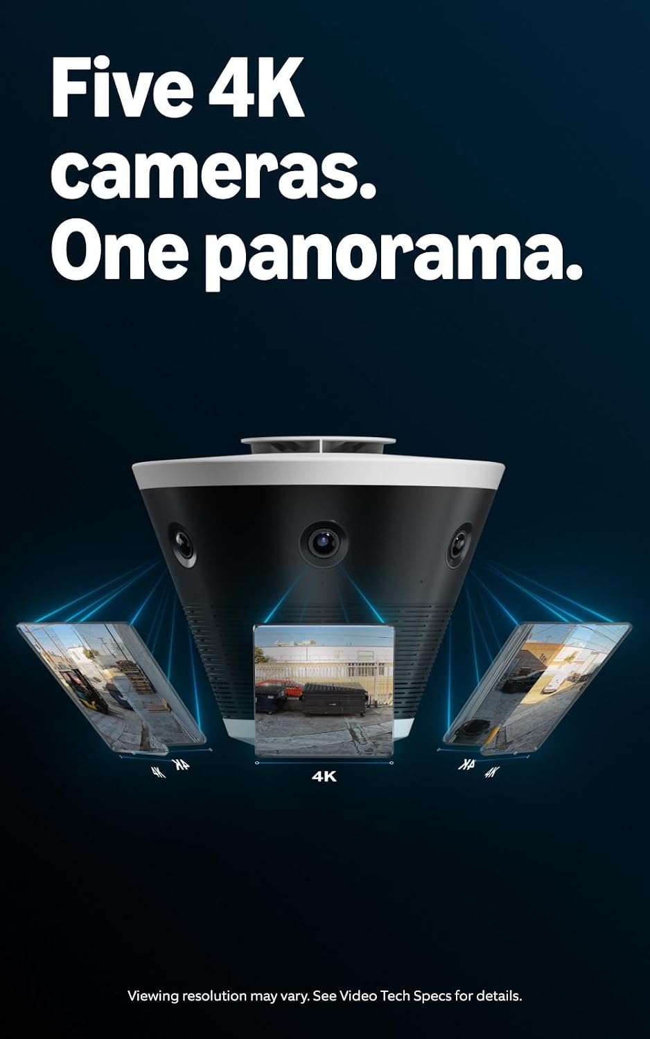 Ring Elite 270 4K, Five Retinal 4K Cameras, 270° Field of View, Built for Business, Panorama Control, Plug-In and PoE Type 4 Compatible, White