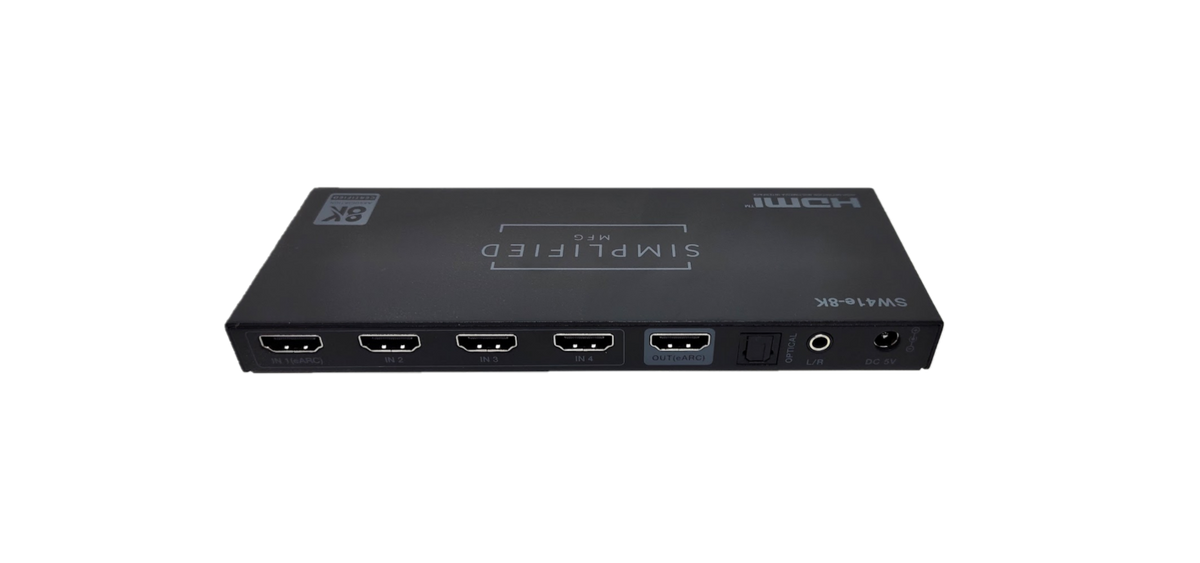 Simplified SW41e-8K 4×1 8K@60 HDMI 2.1 (48gbps) Switch with eARC