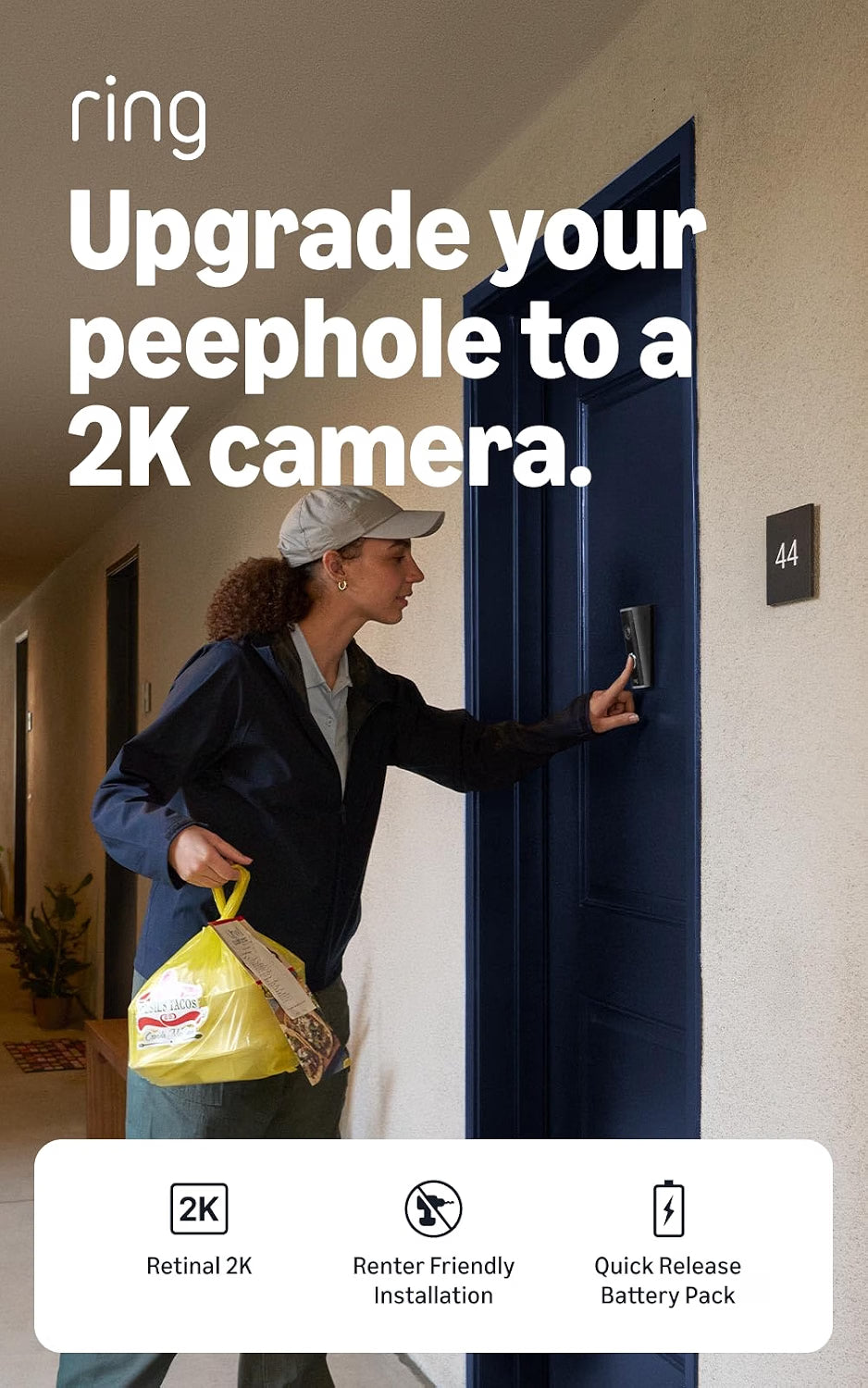 Ring Peephole Cam 2K, Speckled Gray