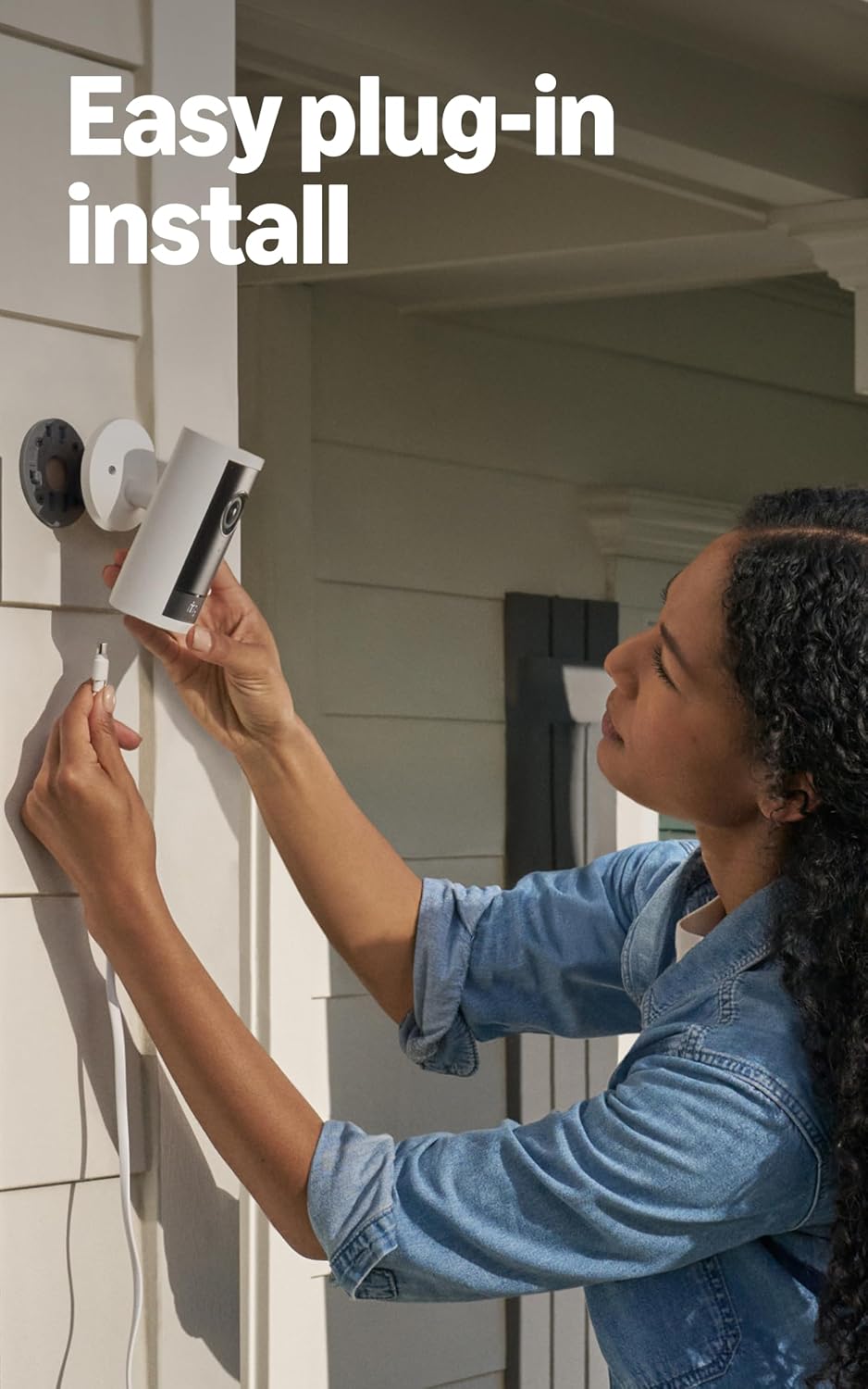 Ring Outdoor Cam Pro, Plug-In (Newest Model), White 3-Pack