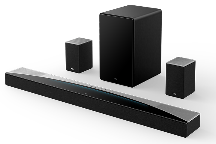 TCL Q85H Q Class 7.1.4 Channel Sound Bar with Dolby Atmos, Wireless Subwoofer, and Wireless Surround Speakers
