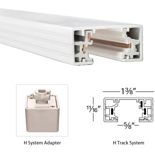 WAC Lighting HLE-WT H Track 120 White Track Component Ceiling Light, White