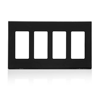 Leviton 80312 4-Gang Decora Plus Screwless Wallplate Polycarbonate