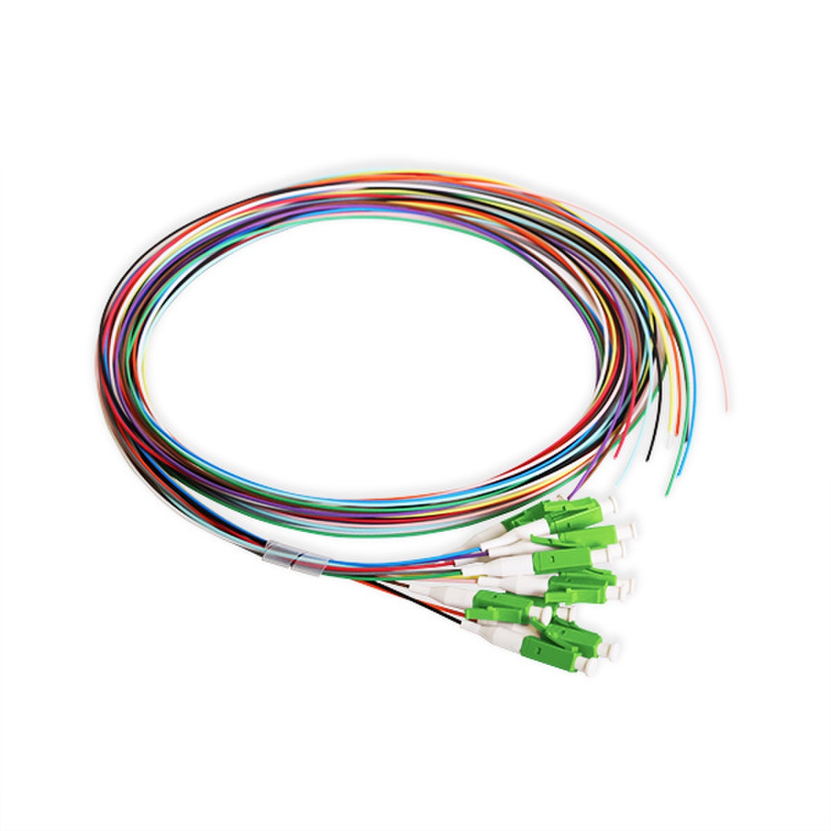 Cleerline PT-LC12-SM-APC-3M Fiber Optic Pigtail Set, 12F OS2, Simplex LC/APC to Blunt, 900 µm Buffered, 3.0 m / 9.8 ft Per Each