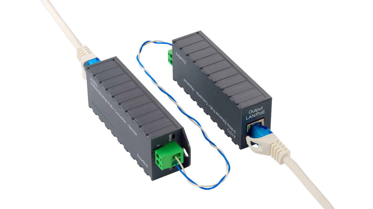 DoorBird 429602186 2-wire Ethernet PoE+ Converter A1072