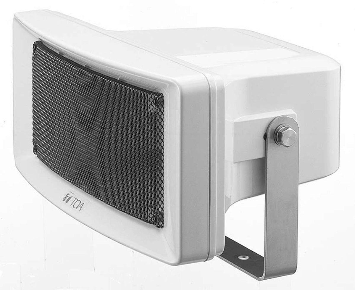 TOA CS-154U UL listed wide-range paging speaker, 15 W, 70.7 and 100 volt, off-white fire-resistant horn with grey grille