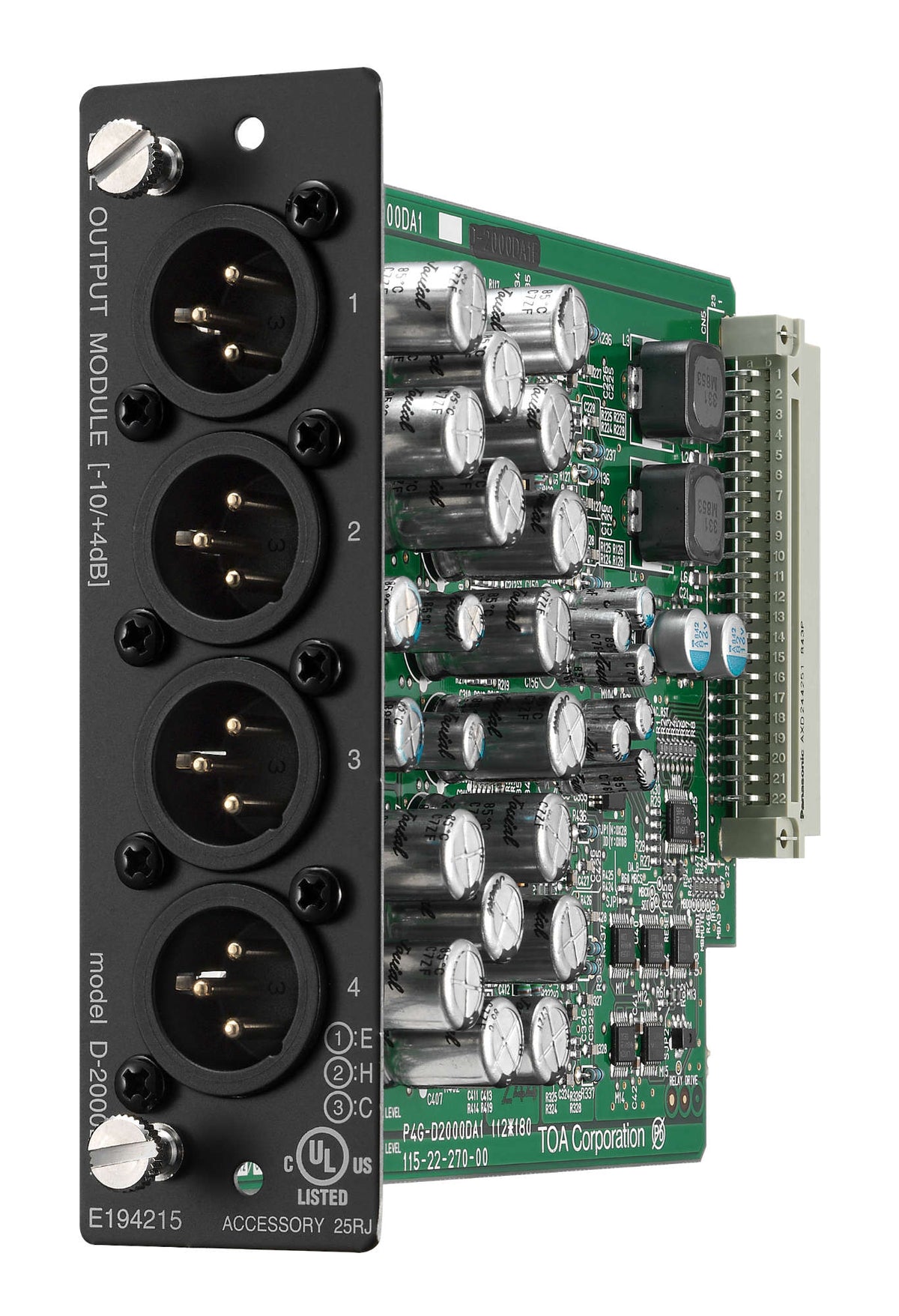 TOA D-2000DA1 D-2008 Output Module Four Balanced Line Outputs XLR-M Connectors
