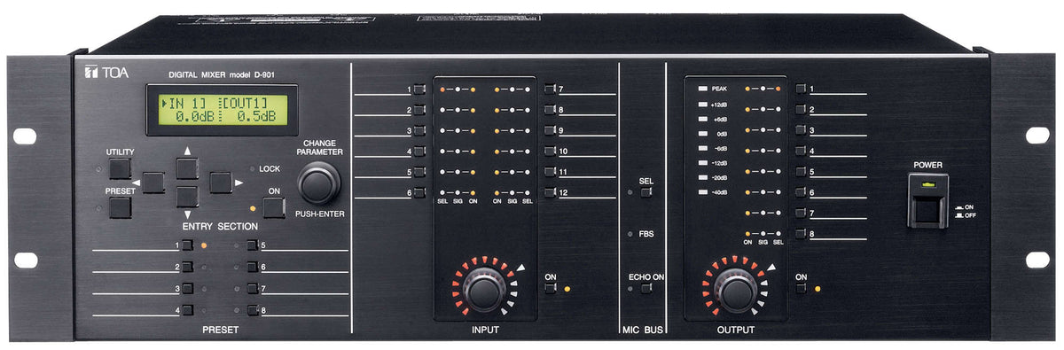 TOA D-901 US Modular Digital Mixer Up To Twelve Mic/Line Inputs/8 Line Outputs Feedback Suppression