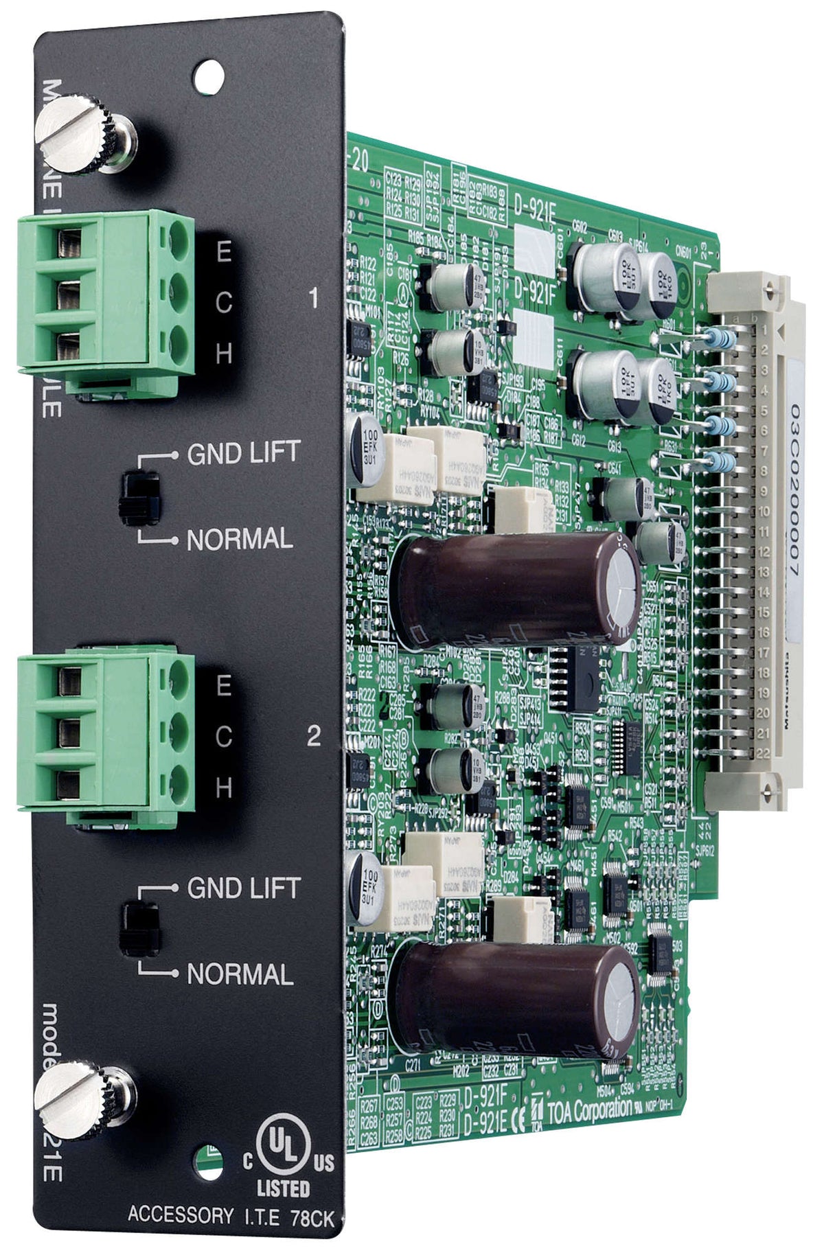 TOA D-921E D-901 Series Input Module Two Mic/Line Inputs Balanced 24-Bit A/D Phoenix-Type Connectors