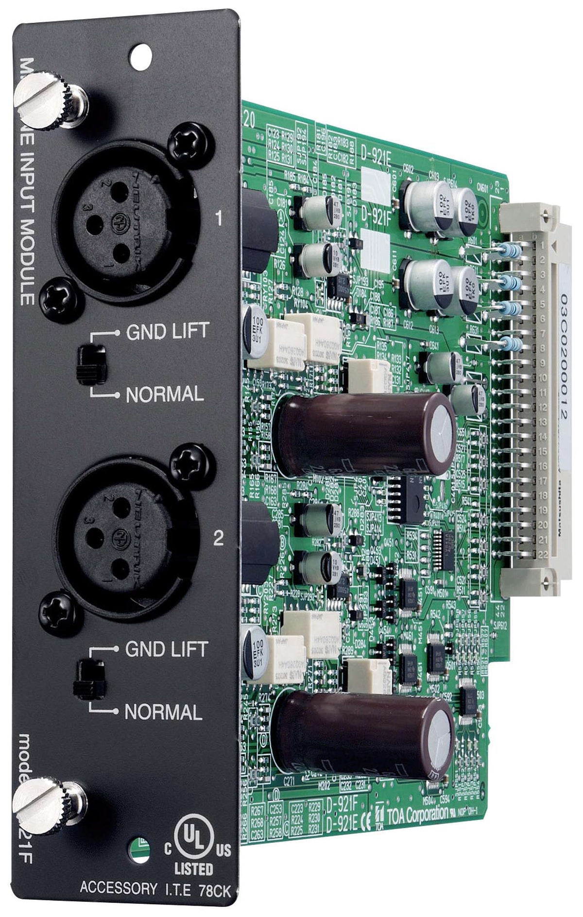 TOA D-921F D-901 Series Input Module Two Mic/Line Inputs Balanced 24-Bit A/D XLR-F Connectors