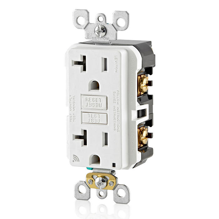 Leviton D2GF2-KW 20 Amp, Self Test, Tamper-Resistant Smart GFCI Outlet with LED Indicator Light