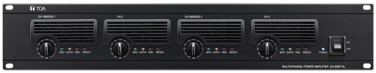 TOA DA-500F-HLCU Digital Power Amplifier 4X 500 W @ 70V (4X 550 W @ 8Ω) 2X 1000 W Bridged @ 140V (2U)
