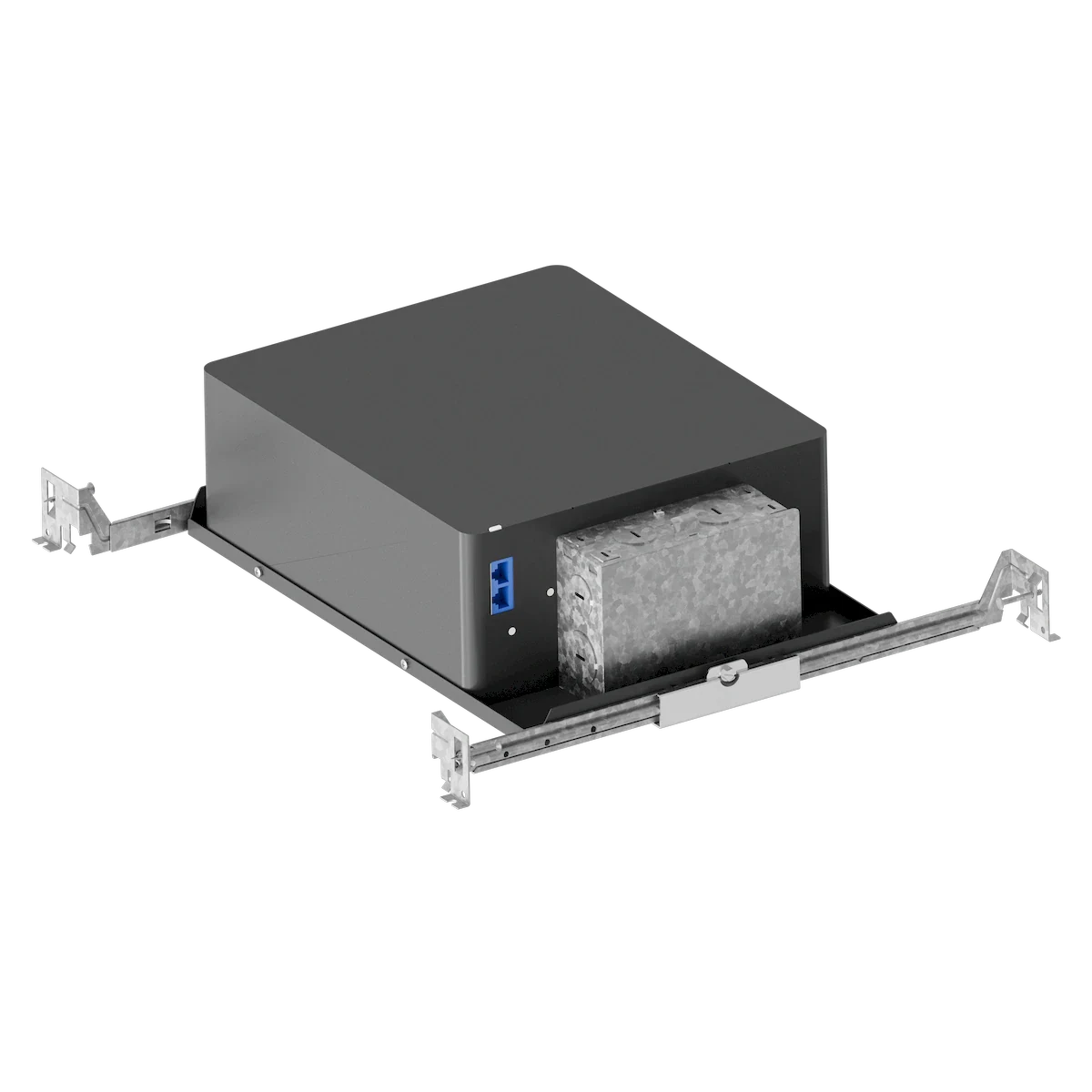 Proluxe PLX-DL4-DMX-RGBTW-ICAT HOUSING KIT - 4" NEW CONSTRUCTION RECESSED SHALLOW ICAT HOUSING FOR DMX/RDM RGBTW DOWNLIGHT, BLACK FINISH. INCLUDES: (1) 120-277V LED DRIVER, (2) 14-24.5" ADJUSTABLE HANGER BARS, & (3) SPLICE CONNECTORS.