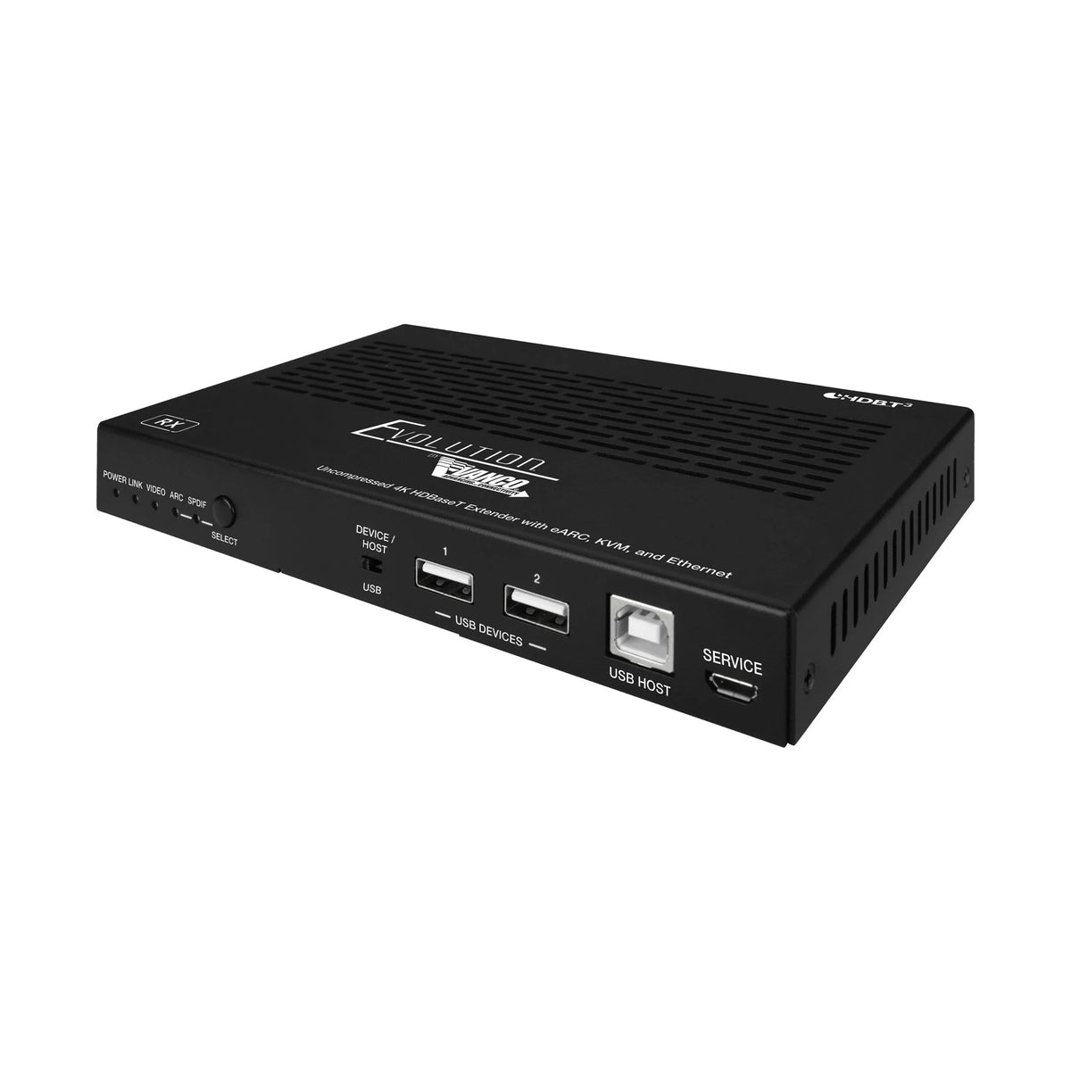 Evolution HDBaseT 3.0 Extender Uncompressed 4K/60Hz HDR, HDR10, HDR10+, Dolby Vision, HLG pass through, HDCP 2.2 with eARC, KVM (USB 2.0), and Ethernet (1G)