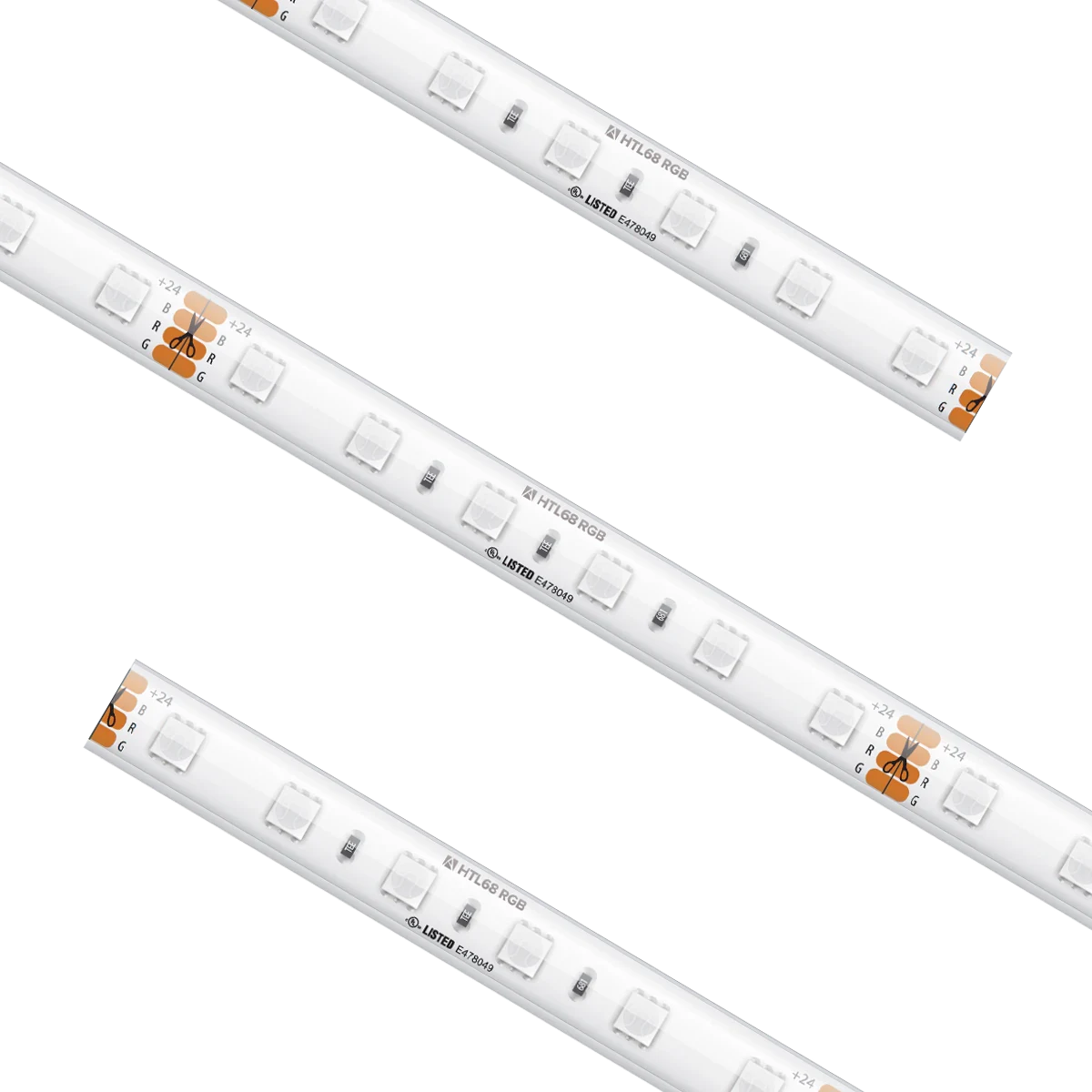 Proluxe PLX-HTL68-RGB-24V-CC CUSTOM CUT - HI GRD RGB TAPE,IP68,24V,4.6W/FT,5050 3-IN-1 LEDS,94+CRI, 3.94" CUT,16.4FT MAX