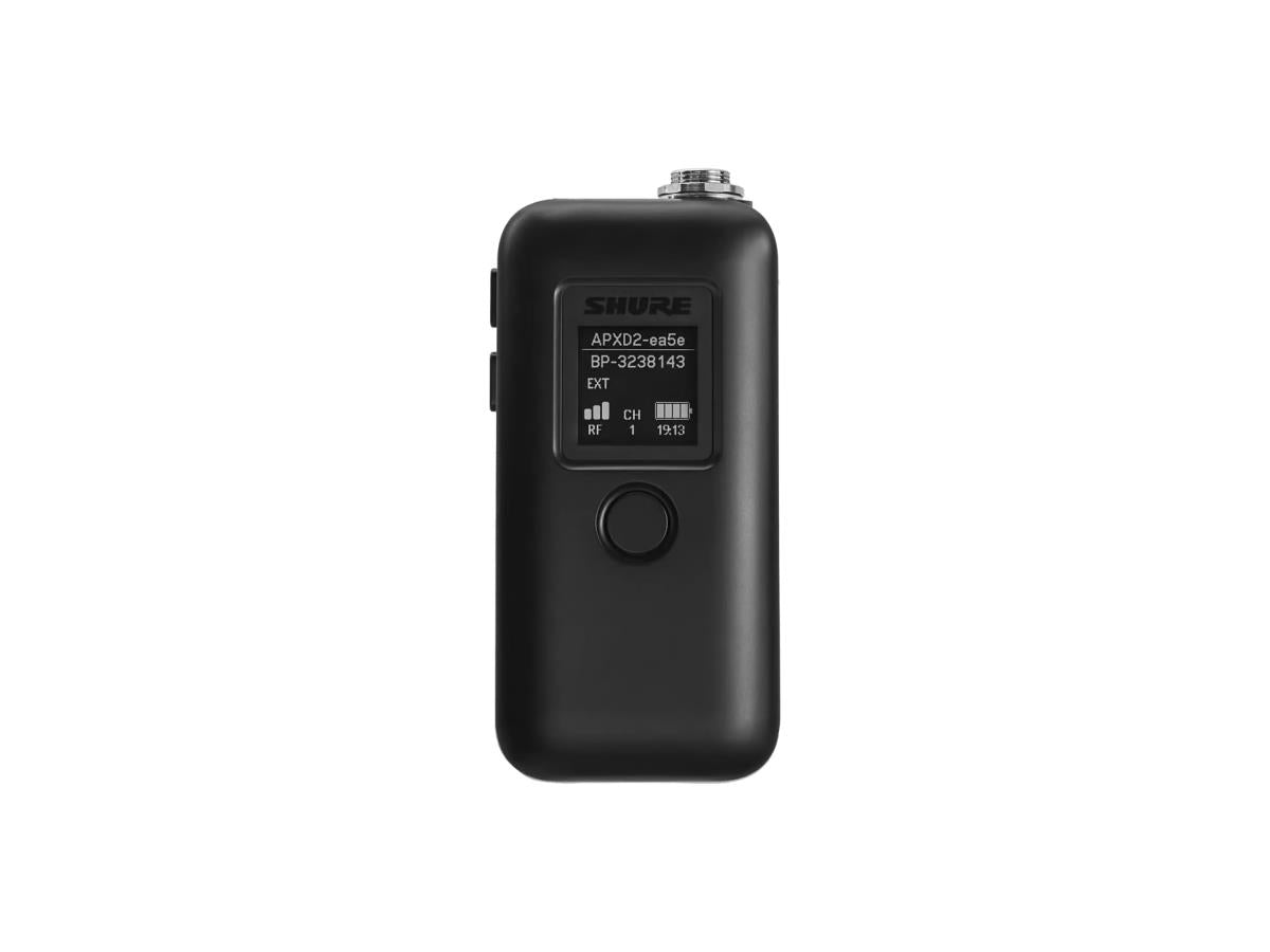 Shure MXW1X/O=-Z10 Bodypack Transmitter with Integrated Omnidirectional Microphone, 4-Pin Mini Connector (TA4M), B/W matrix LC-Display, USB-C charging port, audio
