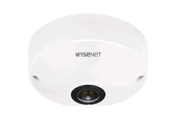 Hanwha Vision QNF-9010 WISENET Q SERIES NETWORK INDOOR FISHEYE DOME CAMERA, 12MP CMOS SENSOR, MAX RESOLUTION 3008X3008 @ 30FPS, TRIPLE CODEC H.265/H.264/MJPEG
