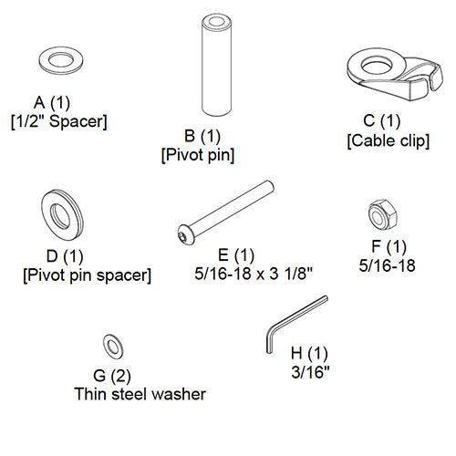 Chief KRA241S KX / K1 / K2 ARM HARDWARE KIT, SLV