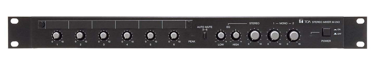 TOA M-243 L Rack-Mount Mixer 2 Mono/4 Stereo In 2 Mono/1 Stereo Out 3 Bus Black (1U)