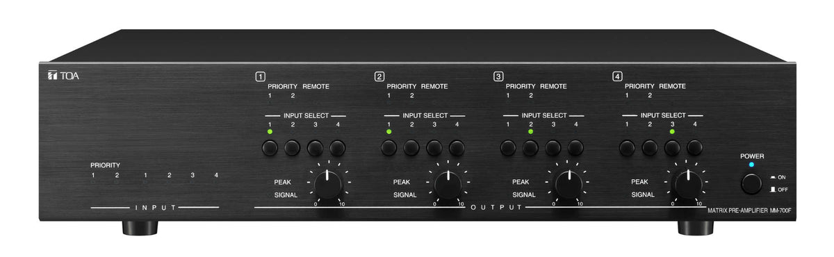 TOA MM-700F-AM 3CU 4-Channel Program Matrix Mixer w/ DSP 2 Priority Microphone Inputs