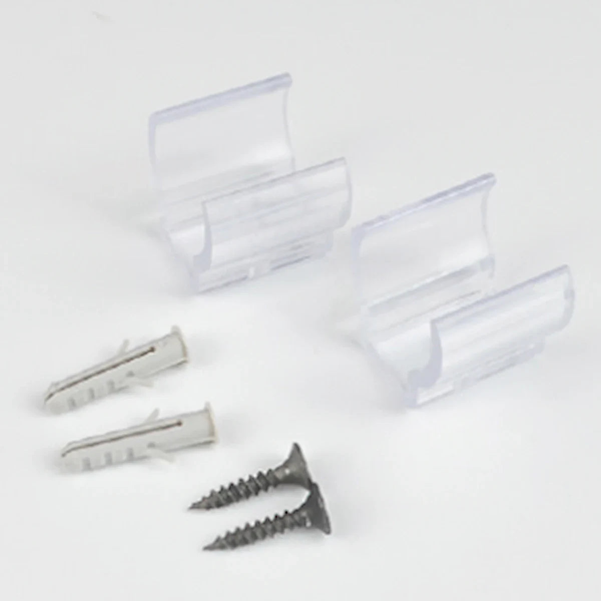 Proluxe PLX-NFPRO360-CLIPSA SO: 4PCS PC TRANSPARENT CLIPS + 4 SCREWS+ 4PCS RUBBER PLUG FOR NFPRO 360 SILICONE NEONFLEX