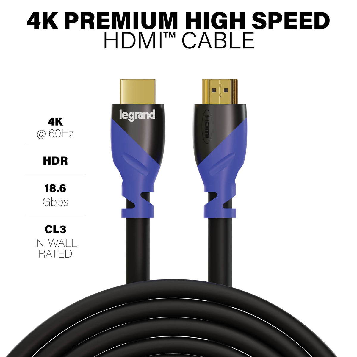 On-Q AC4K1MBK 18GBPS 4K PREM CERT HDMI CABLE 1M