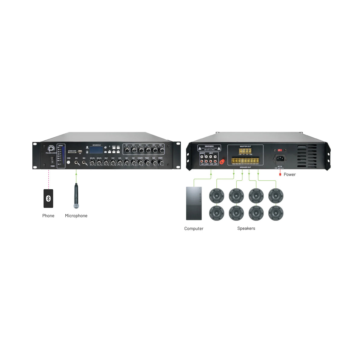Pulse Audio PA6X 120/240W, 6-Channel Commercial Amplifier