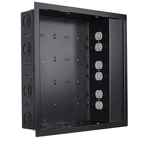 Chief PAC526FBP6 IN-WALL LARGE BLK - W/ SURGEX 3 OUTLETS
