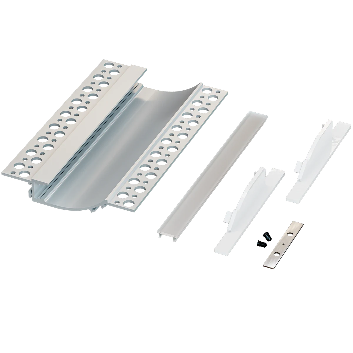 Proluxe PLX-EXTSWW-2M-BNDL1 SCOOP WALL WASH BUNDLE OF (1) WILL INCLUDE: 78.74" (2M) ALUM,.COVER, FEED, END, SPLICE STRIP, NO PRE-DRILLED WITH COUNTERSUNK HOLES,NO CLIP,HIGHER GRADE LENS WITH UV INHIBITOR