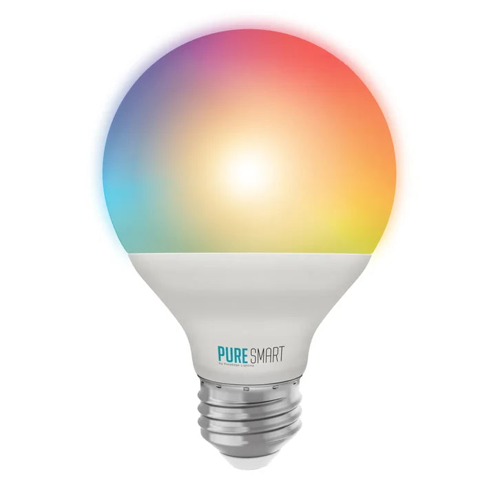 PureEdge G25-E26-9W-RGBTW Pure Smart TruColor 120V, 9 Watt Wi-Fi Enabled Smart Lamp