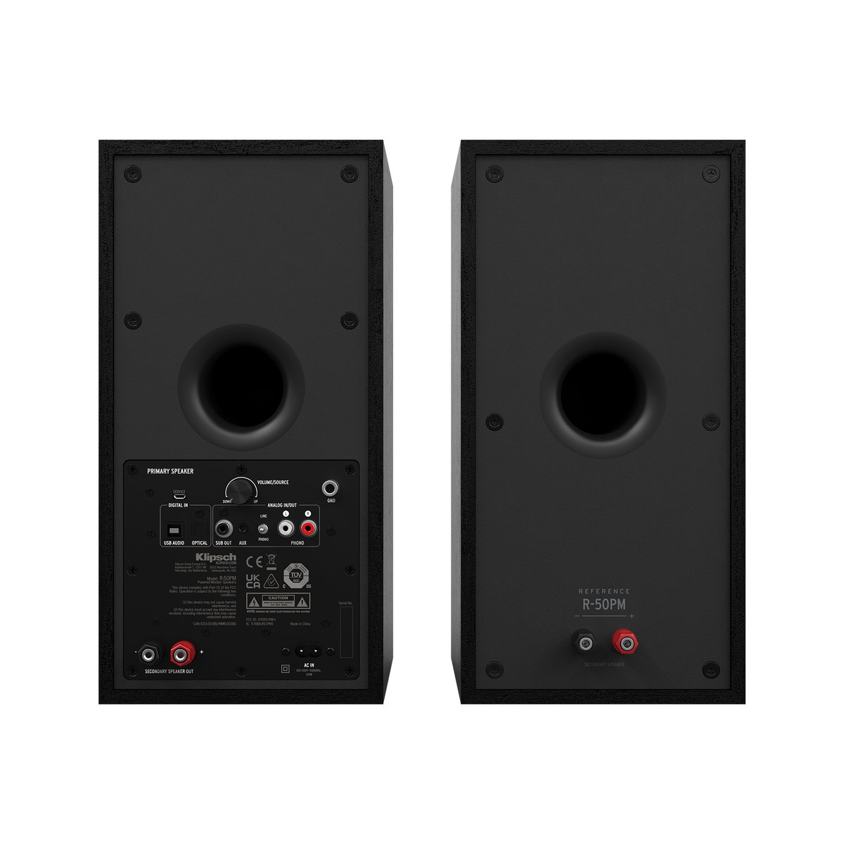 Klipsch R-50PM POWERED SPEAKERS WITH 5.25” WOOFERS R 50PM Pair Back 2000x2000