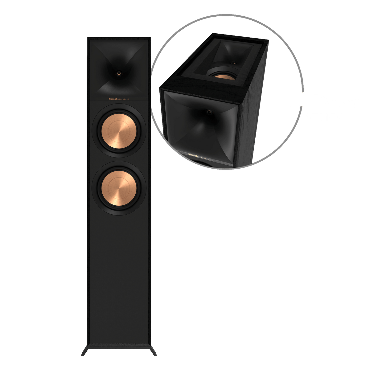 Klipsch R-605FA Black R 605FA front and top views