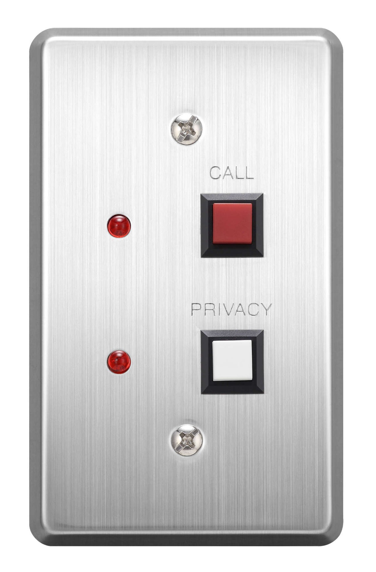 TOA RS-140 Indoor N-8000 Series Switch Plate, Stainless Steel (14 AWG.), Call and Privacy Buttons, Connects To N-8000RS or N-8010RS via shielded, twisted-pair cable, Requires 1-Gang Enclosure (not included)