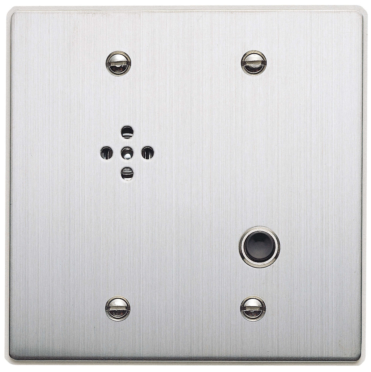 TOA RS-150 Economy Indoor Sub-Station, Stainless Steel Faceplate (#14 AWG), Call Button, Loudspeaker, Transformer (1W @ 25V), Connects to N-8000/8010RS Exchange via shielded twisted-pair cable, Requires 2-Gang Deep Enclosure (not included)
