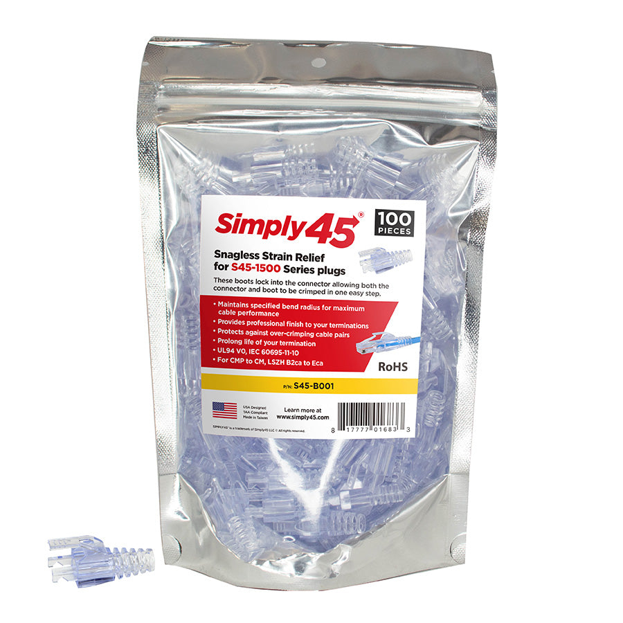 Simply45 S45-B001 Strain Reliefs for S45 - 1500 series - 100pc Bag