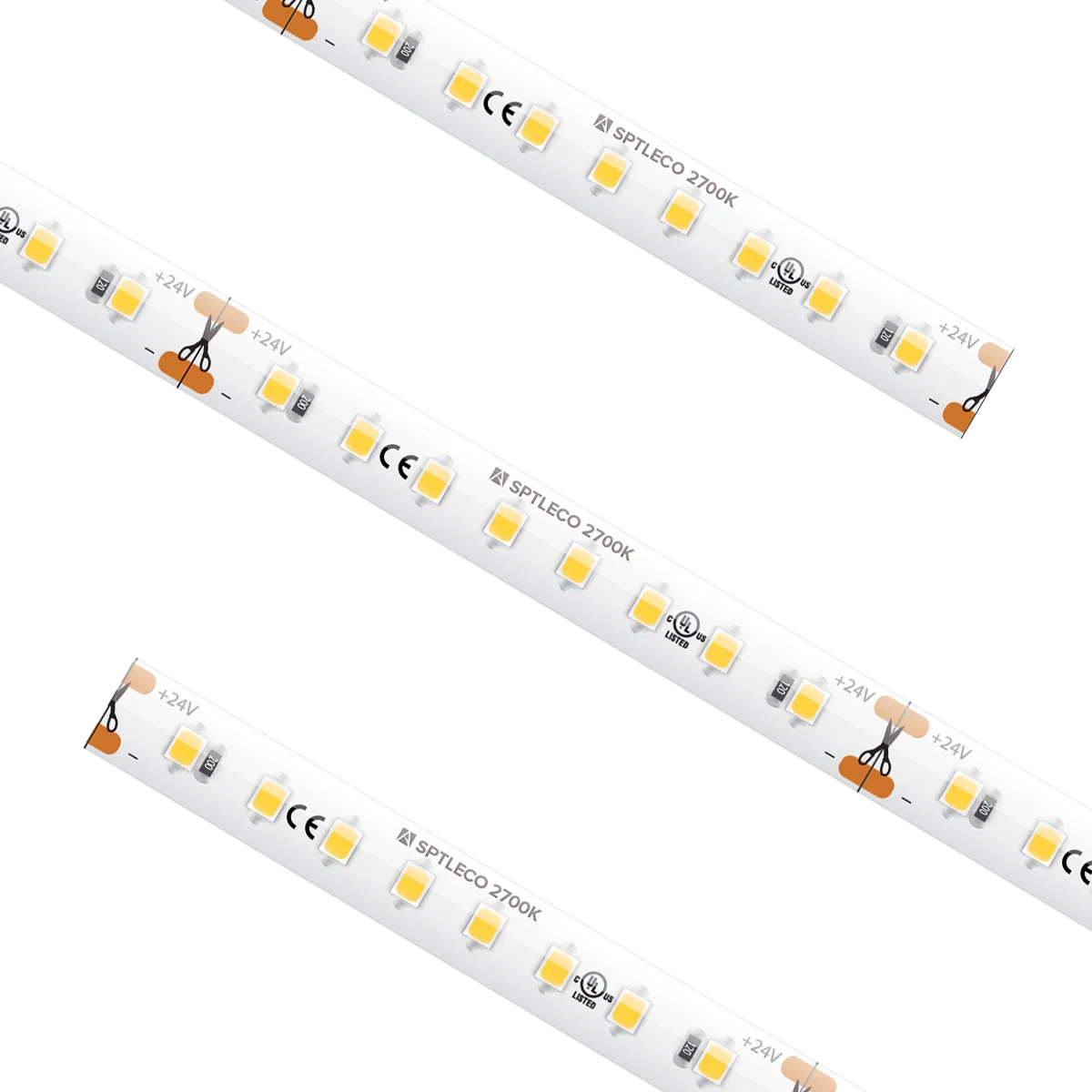 Proluxe PLX-SPTLECO54-27K-24V-CC CUSTOM CUT SPEC ECO TAPE LIGHT, 2700K, IP54, ATTACHED 3FT LEAD WIRES, (3) TL-CONKIT, (3) TL-BLKS, (3) TL-2PWR-HD