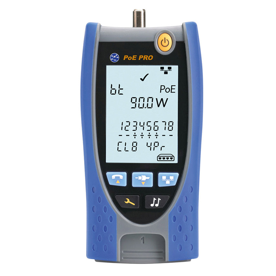 SimplyTEST ST-158006 PoE PRO AnyWARE Verifier VDV II Tester with 2.9" Large Backlight Display, PoE++ up to 90 Watts, Carry Case and Accessories
