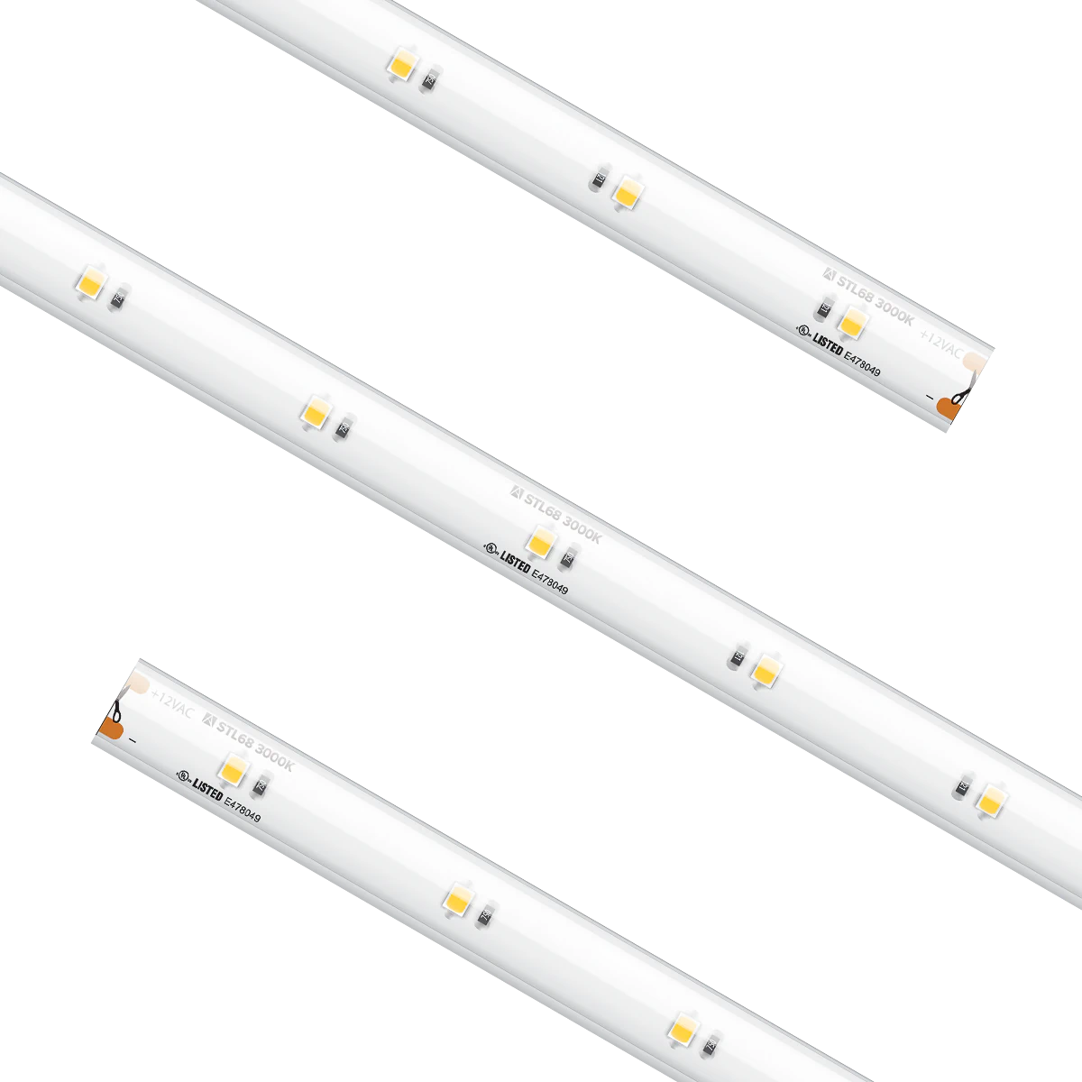 Proluxe PLX-STL68-30K-12VAC-16 16.4FT REEL 12V AC IP68 WARM WHITE TAPE 3000K ONE END WITH 1FT MALE AND THE OTHER END WITH 1FT FEMALE. INCLUDED IN POUCH: 6FT FEMALE TO BARE WIRE CONKIT, 6FT MALE TO BARE WIRE CONKIT, 15 "F" CLIPS & 2 END CAPS