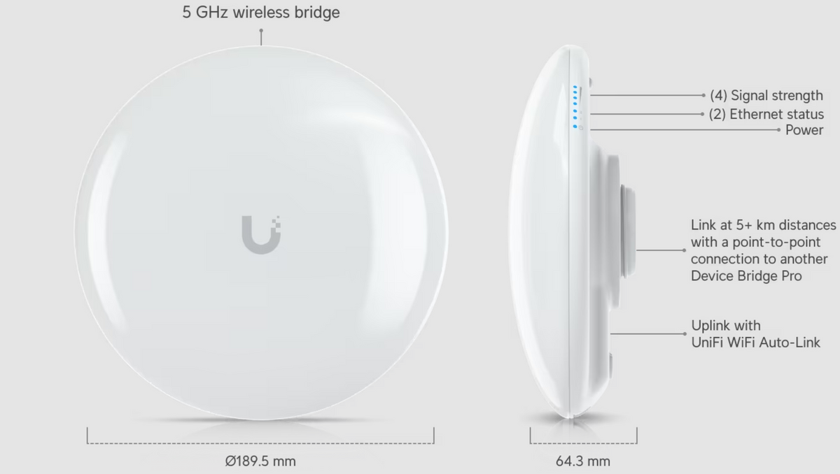 Ubiquiti UDB-Pro 5 GHz Wireless Bridge with PoE Output