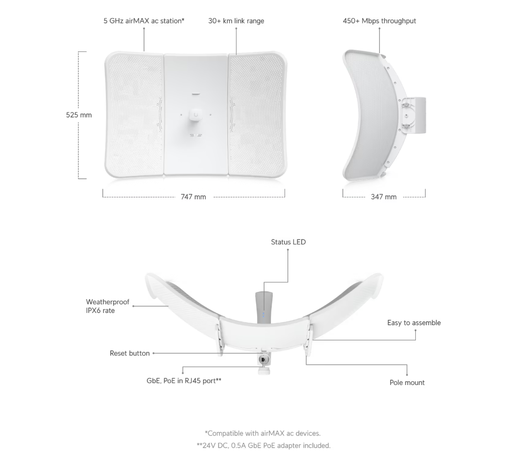 Ubiquiti LBE-5AC-XR airMAX LiteBeam 5AC Extreme-Range